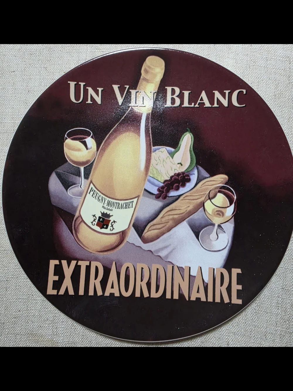 Vintage Pottery Barn Wine Bar Appetizer Plates, Set of 4 French & Italian Wine